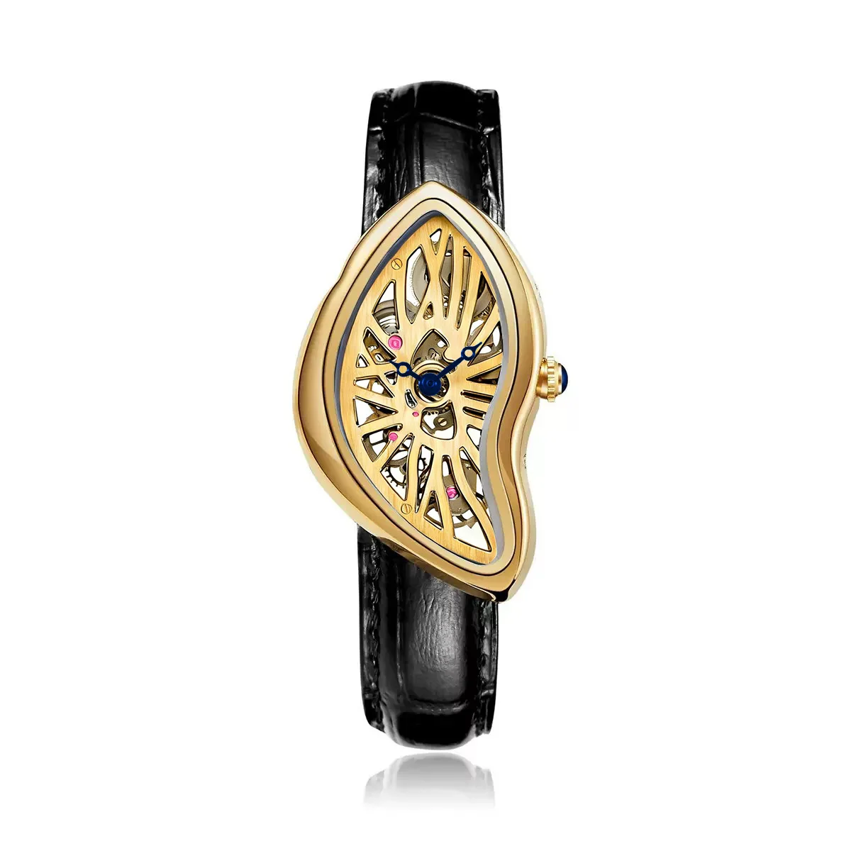 Twisted Irregular Vintage Quartz Watch with Waterproof Leather Strap and Fold Buckle for Advanced Fashionable Men Wristwatch