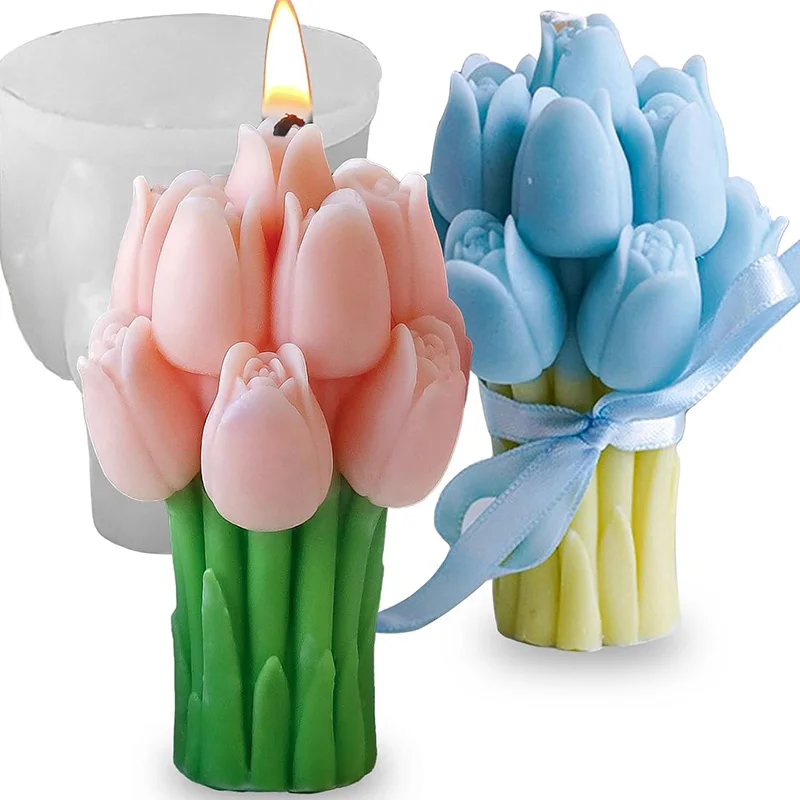 

3D Tulip Silicone Mold DIY Home Furnishing Souvenir Aromatherapy Candle Mold Flower Handmade Soap Mold