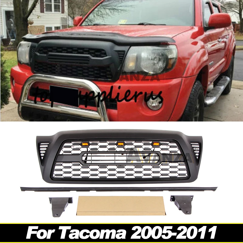 Grill front bumper grille modification accessories decoration Racing grill with LED lights For TACOMA 2005-2011 2006 2007 2008