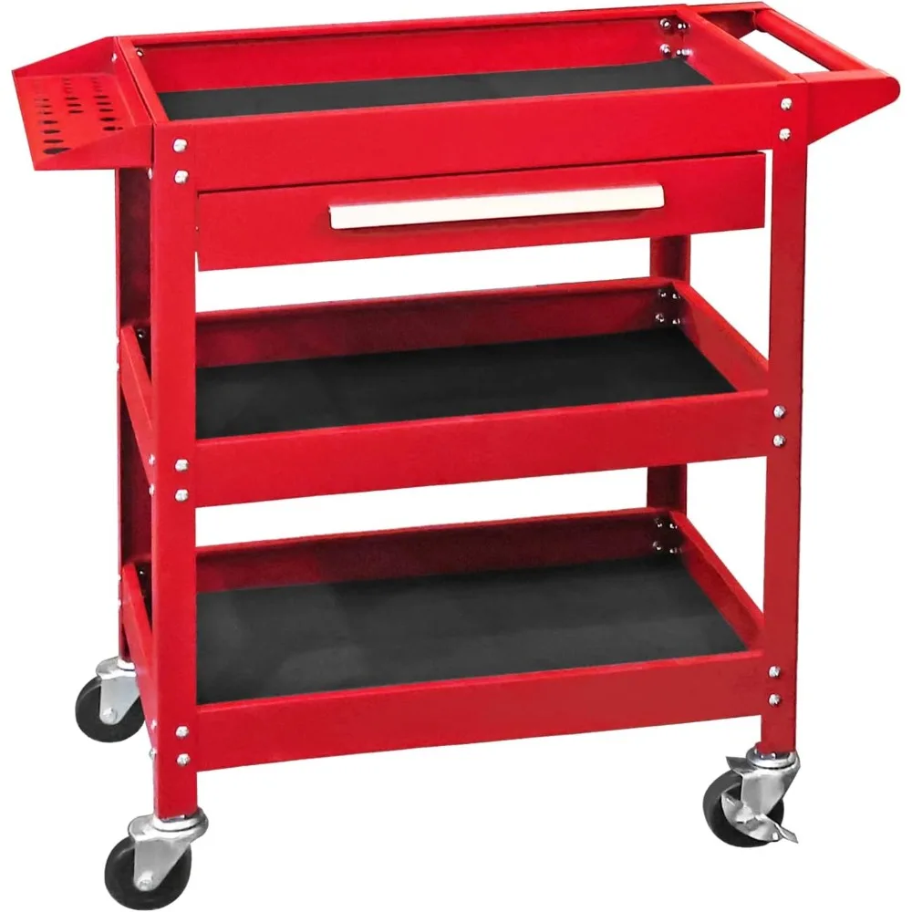 

APTB311R Torin Rolling Tool Cart with Drawer: 3 Layer Tool Organizer with Foam Pad and Heavy Duty Utility Cart with Foam
