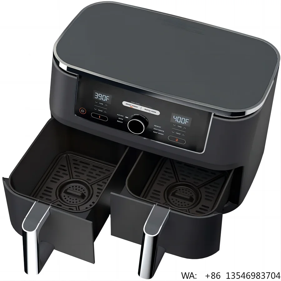 Large New Air Fryer Oil Free Dual Baskets Knob Control Air Fryer Oven Double Pot Electric Smart Air Fryer