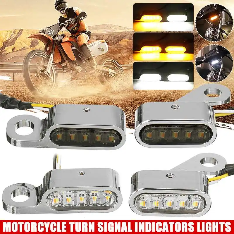 Mini 10 LED Unverisal Motorcycle Indicators Off-road SUV Handlebar Turn Signal Lamp Aluminum Alloy Daytime Running Lights DRL