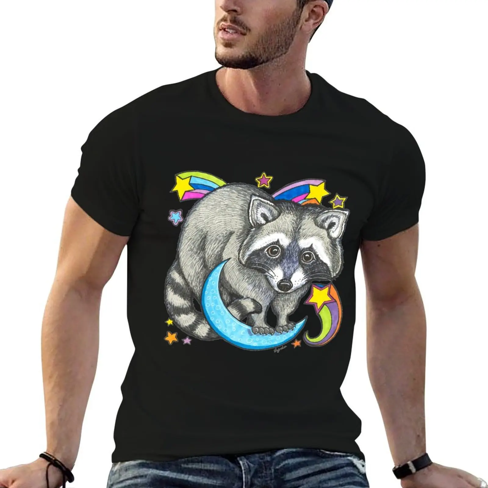

Cosmic Raccoon T-Shirt t shirts for man slim fit men t shirt cotton 100% T-Shirt