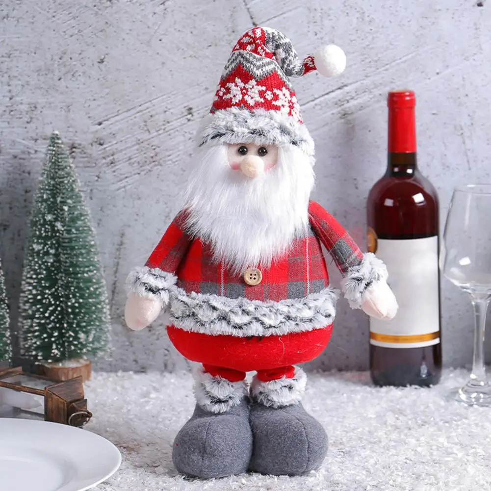 Christmas Plush Toys Christmas Toy Gift for Kids Retractable Leg Christmas Plush Dolls Standing Santa Claus Snowman for Home