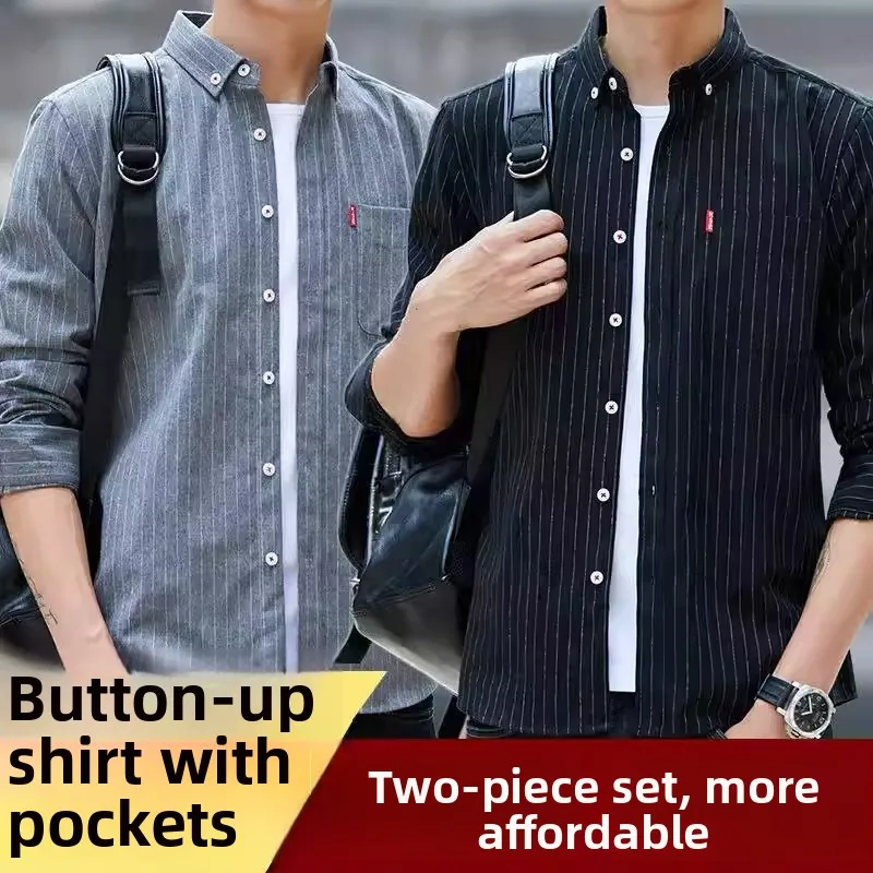 

Men's Long Sleeve Shirt Casual Slim Fit Workwear Spring Autumn Plaid Resistant to Wear And Dirt American Retro Style Coat