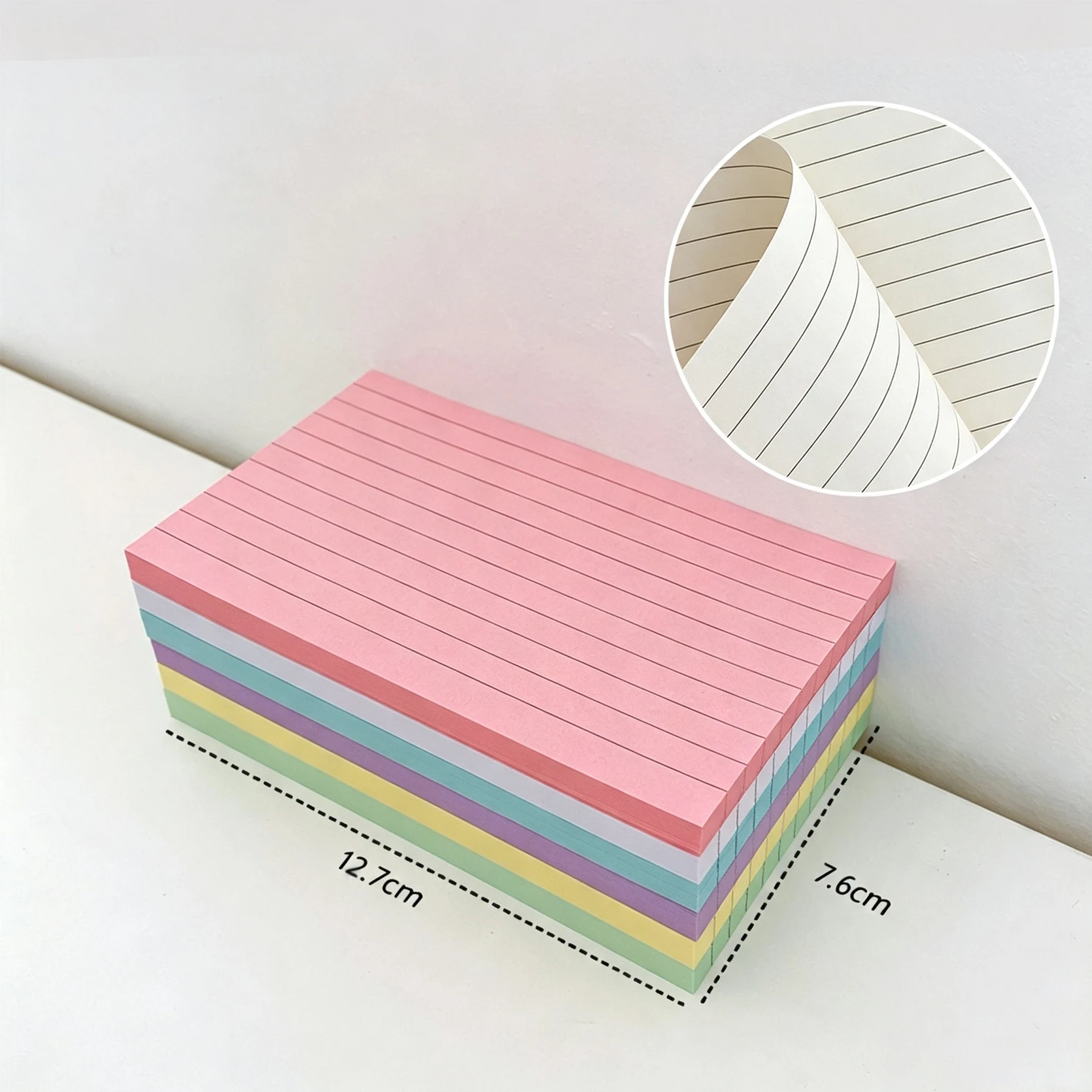 Double Sided Lined Note Cards 6 Colors 12.7×7.6cm 110gsm Thick Non-Sticky Memo Sheets Back To School Stationery 300 Sheets