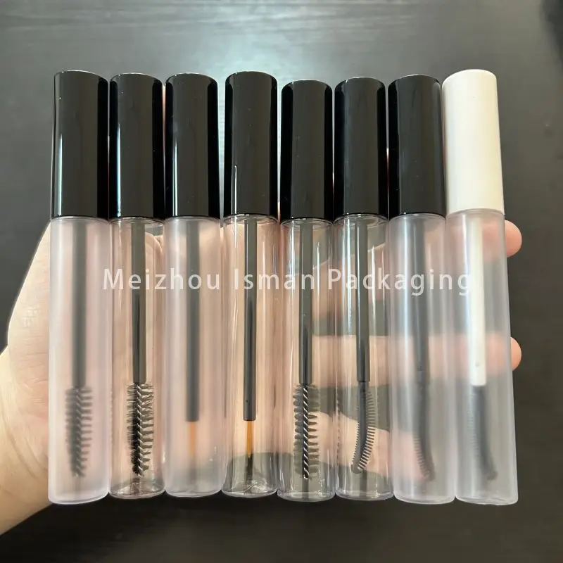 

50Pcs round mascara eyelash oil bottles eyebrow serum bottle black White eyelash serum tube 12ml empty eyeliner container