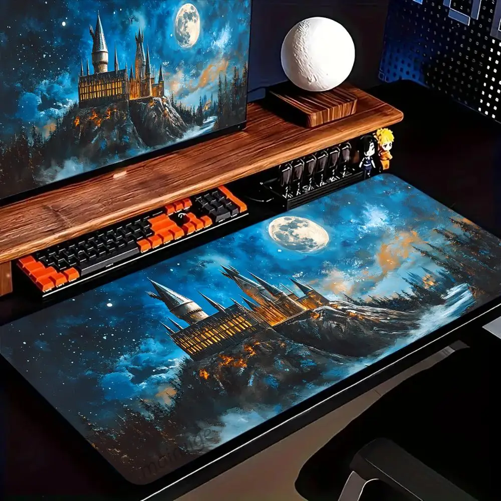 

Коврик для мыши Castle Moon Art, большой коврик для компьютерного офисного игрового стола, 90x40 XXL, резиновый нескользящий коврик для игровой клавиатуры, длинные настольные коврики