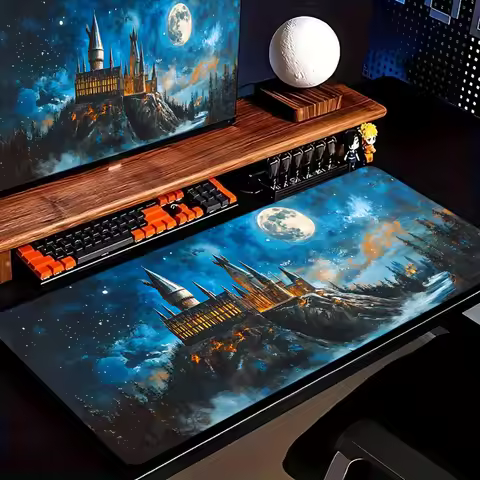 Castle Moon Art Mouse Pad Large Computer Office Game Table Mat 90x40 XXL Rubber Non-slip Gaming Keyboard Mousepad Long Desk Pads