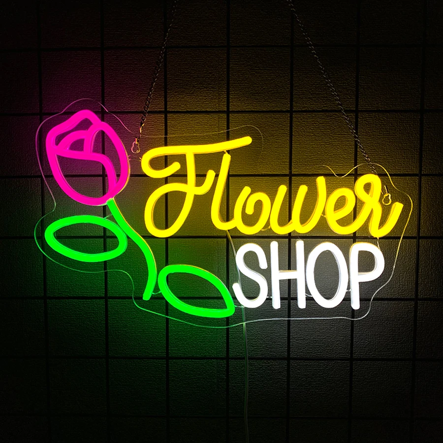 Florist Neon Sign for Business Open Neon Light Flower LED Neon Signs LED Neon Light for Flower Shop Supermarket Store Decoration