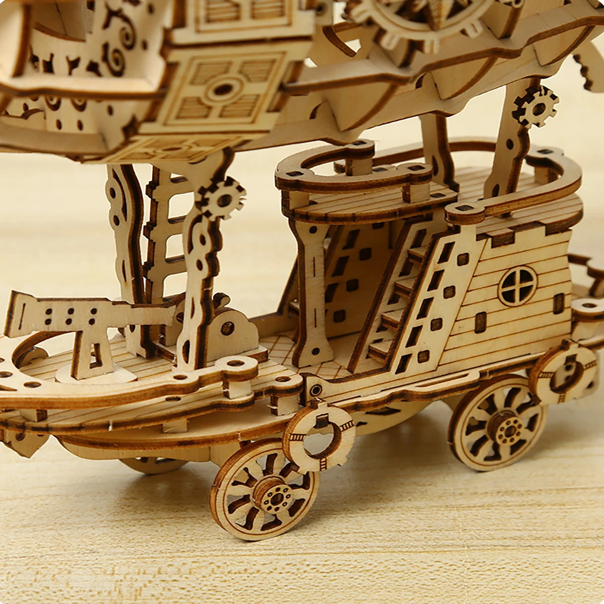 Airship 3D Car Wooden Puzzle Scale Model,DIY Model Kit, Handcraft Gift,Home Decoration,Mechanical Model Kit, Building Toy view 4