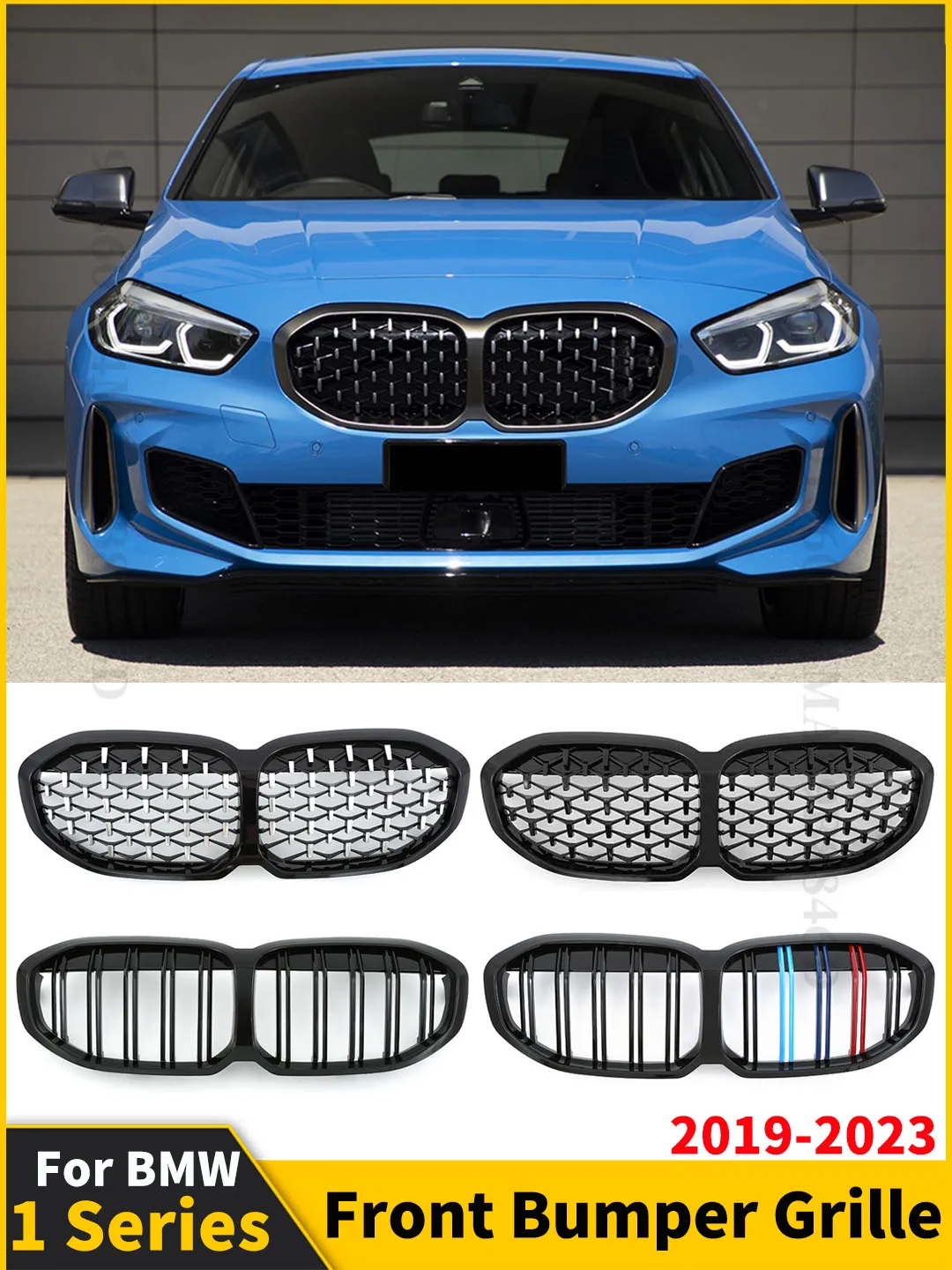 

Front Grille Bumper Kidney Radiator Grid For BMW 1 Series F40 2019-2023 128ti M135i xDrive 118i Diamond Grill Tuning Accessories