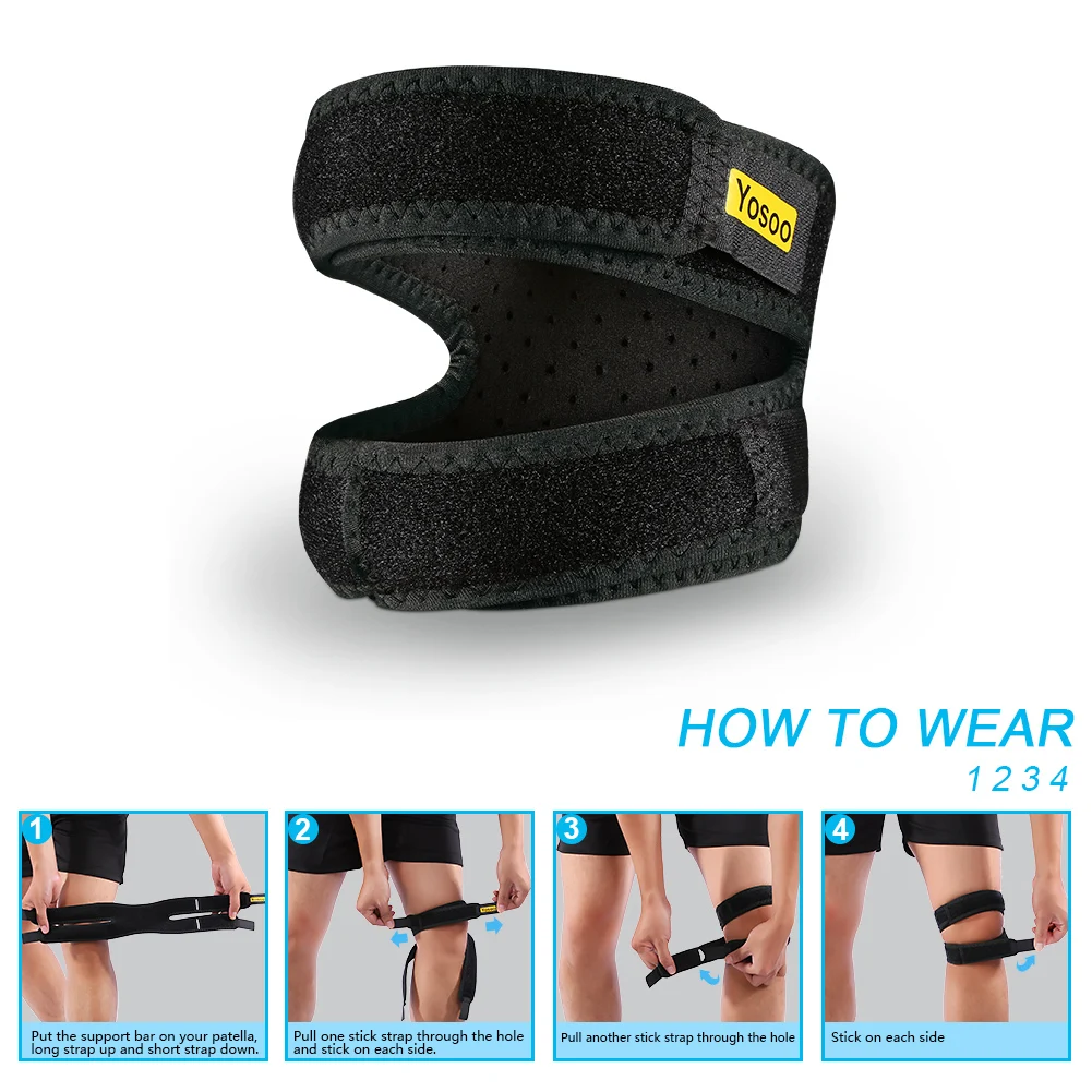 Double Strap Knee Sleeves Support Patella Tendon Brace Stabilizer Relieve Pain Sport Lightweight Durable Safty Protective Equip