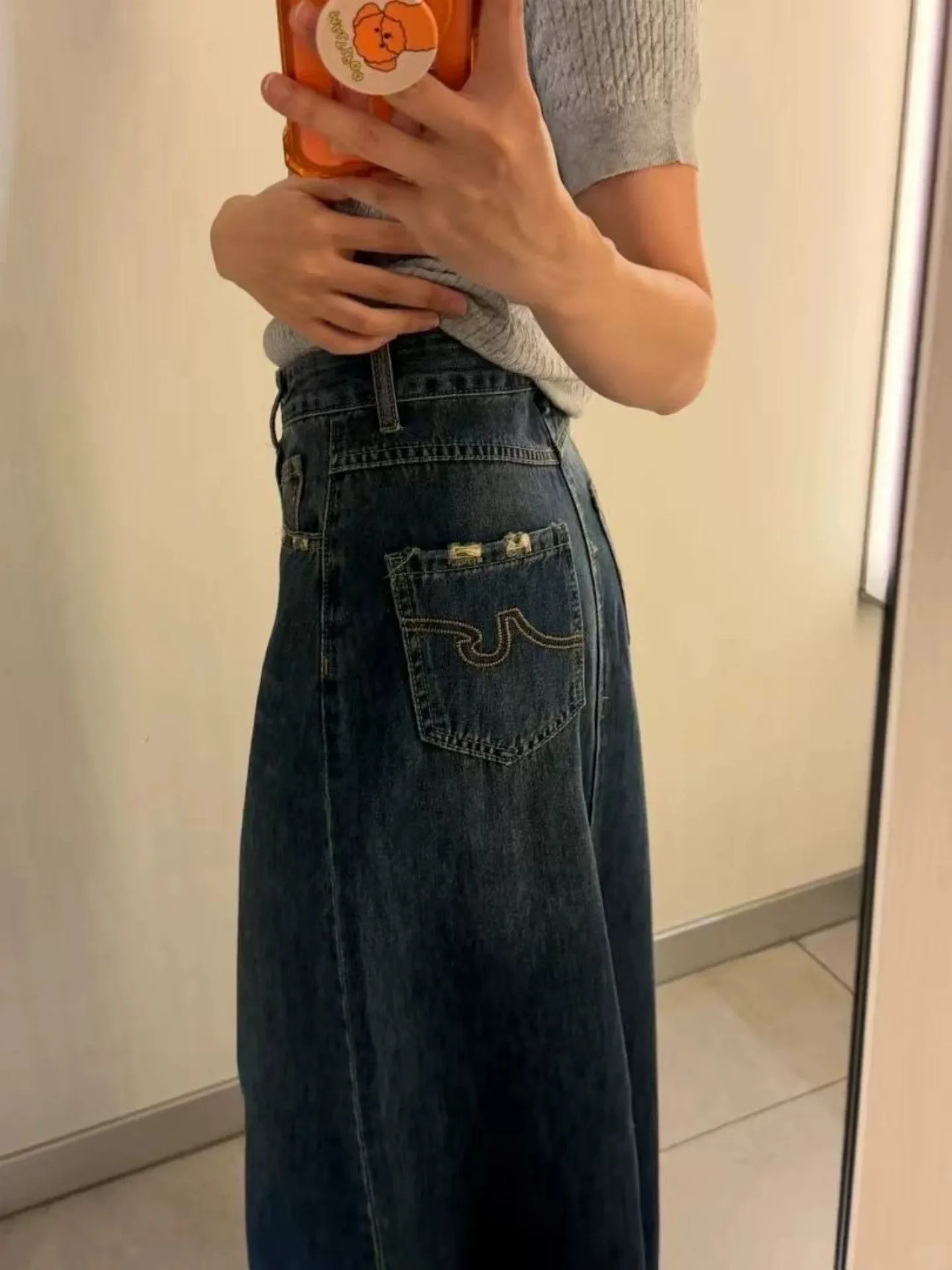 Design Sensation Asymmetrical Hem Denim  Skirt for Women Summer Pear Shaped Body A-Line Straight Cut Skirt Beautiful Skirt