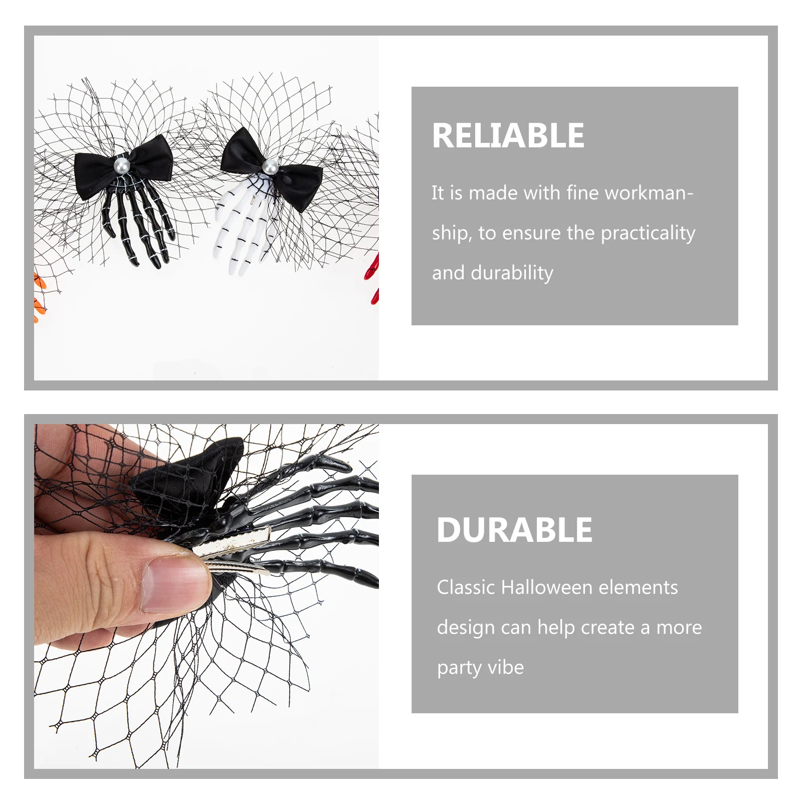 

4 Pcs Hair Clips Headdressing Halloween for Spooky Accessories Skull Hairpins Claw
