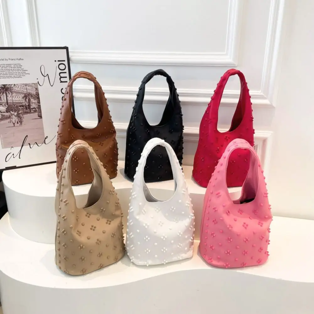 

Portable Metal Stud Rivet Shoulder Bag Spicy Girl Punk Style Underarm Bag Sweet Cool Handbag Bucket Bag Daily