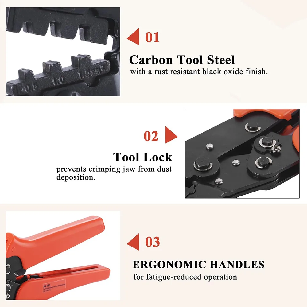 Ratcheting Crimper 26-16 AWG Wire Crimping Tool SN-48B Waterproof Connector Ratchet Dupont Crimp for 0.14-1.5mm² Terminals