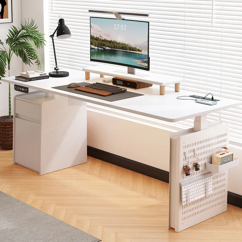 

Solid wood electric lifting table hole board computer desk home study desk e-sports table lifting workbench