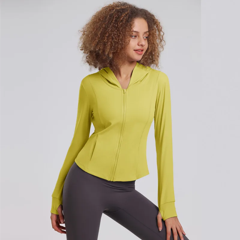 

Yoga clothes, tops, women's hooded long-sleeved sports quick-drying jackets, fitness training, running, and wearing the same aut