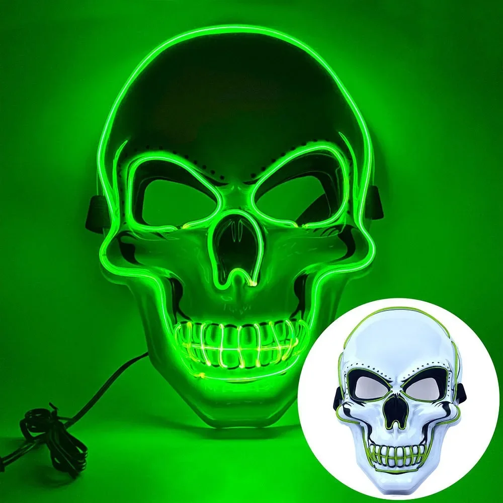 Mode Horror Halloween Schedel Masker Halloween Cosplay Kostuum LED Koud Licht Masker LED Licht Cosplay Masker Party Make-up Bal