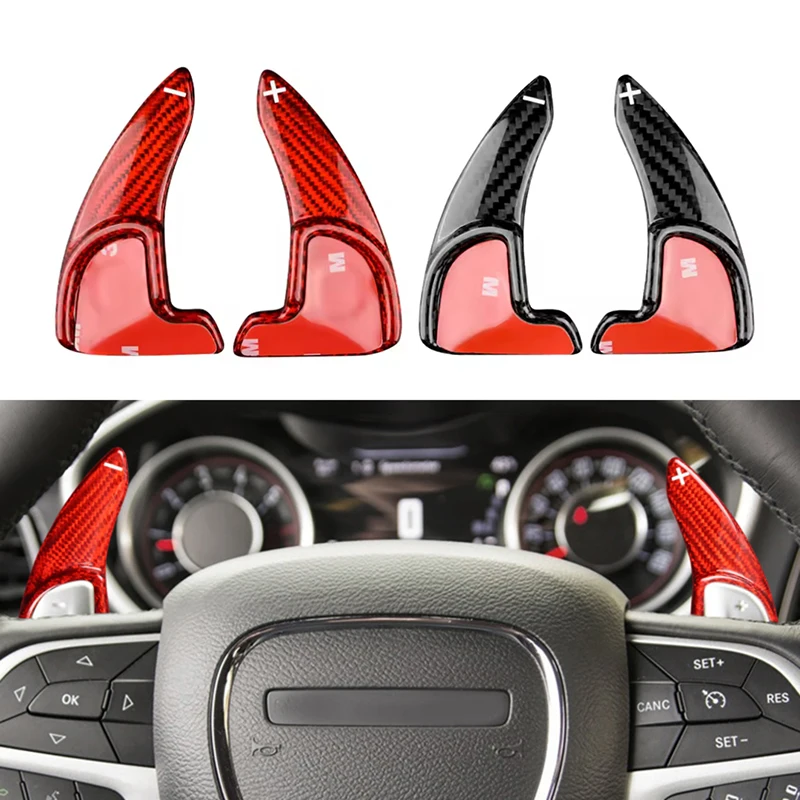 

Real Carbon Fiber Car Steering Wheel Extension Paddle Shifter Trim for Dodge Challenger Charger Durango Interior Accessories