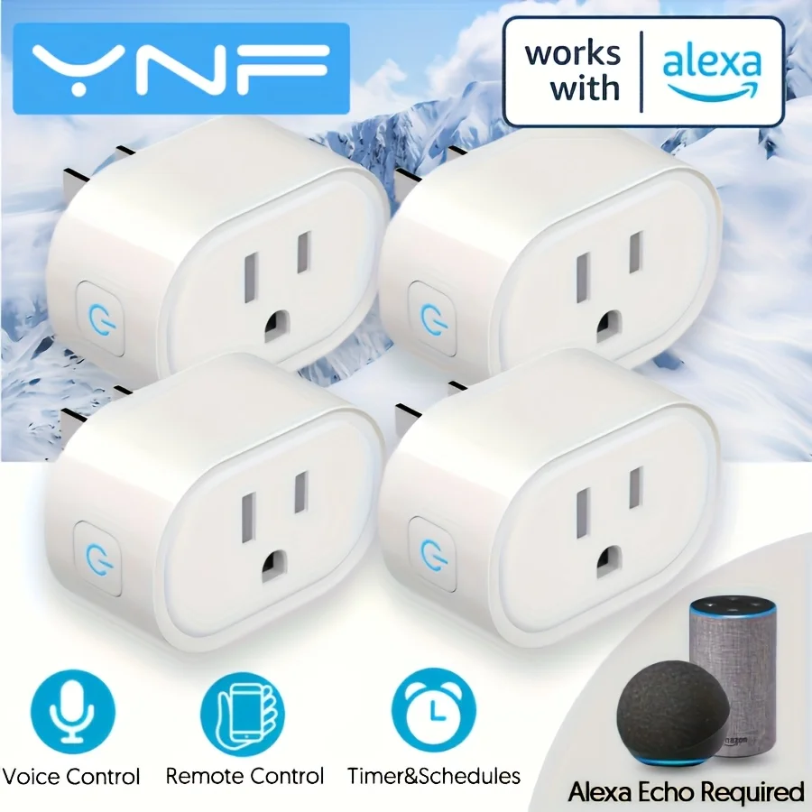 

YNF 4-Pack Mini Smart Plug, Easy Setup, Alexa Voice Control, Remote Access, Timer & Schedule, Works with Alexa Echo
