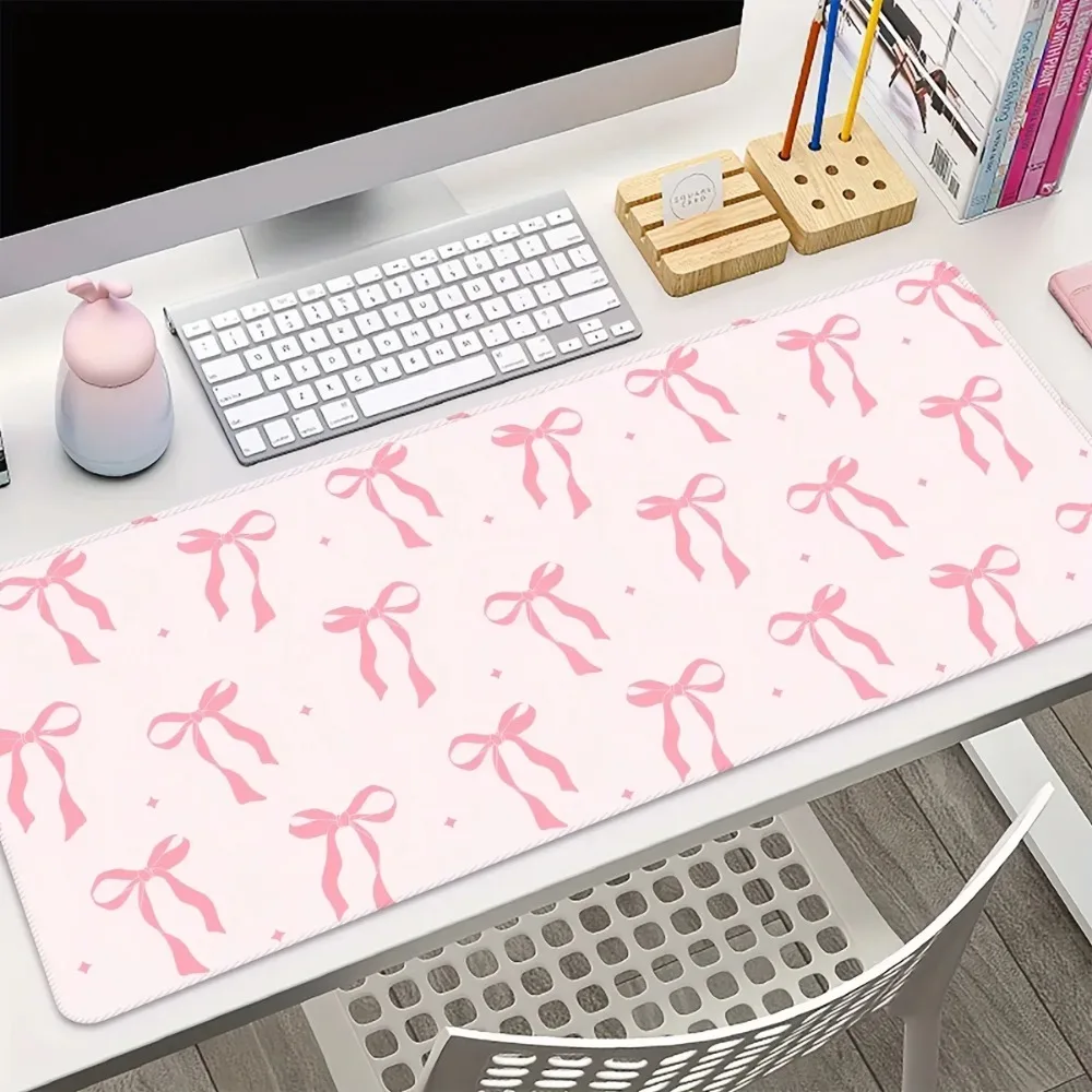 Extra Large Pink Gaming Mouse Pad Art Design Non-Slip Rubber Foundation 40x90 Precision Stitching Edge Mat for Gamers Office