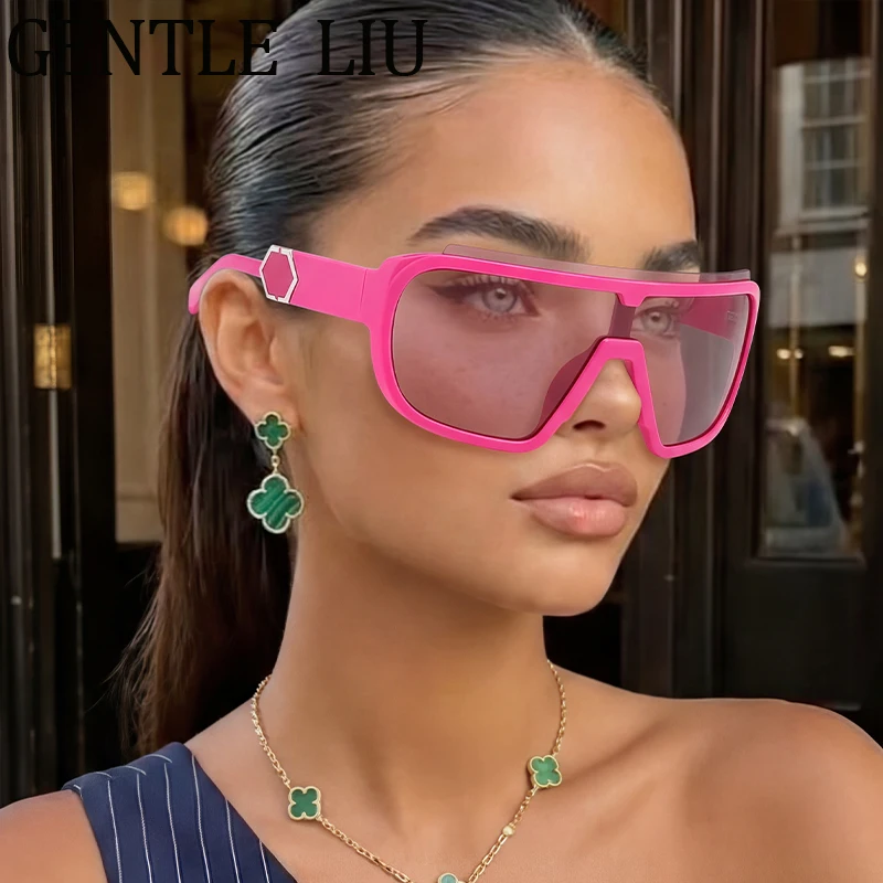 

Oversized One-Piece Sunglasses Women 2026 Luxury Brand Trendy Steampunk Sports Eyewear Windproof Shield Lady Sun Glasses Shades