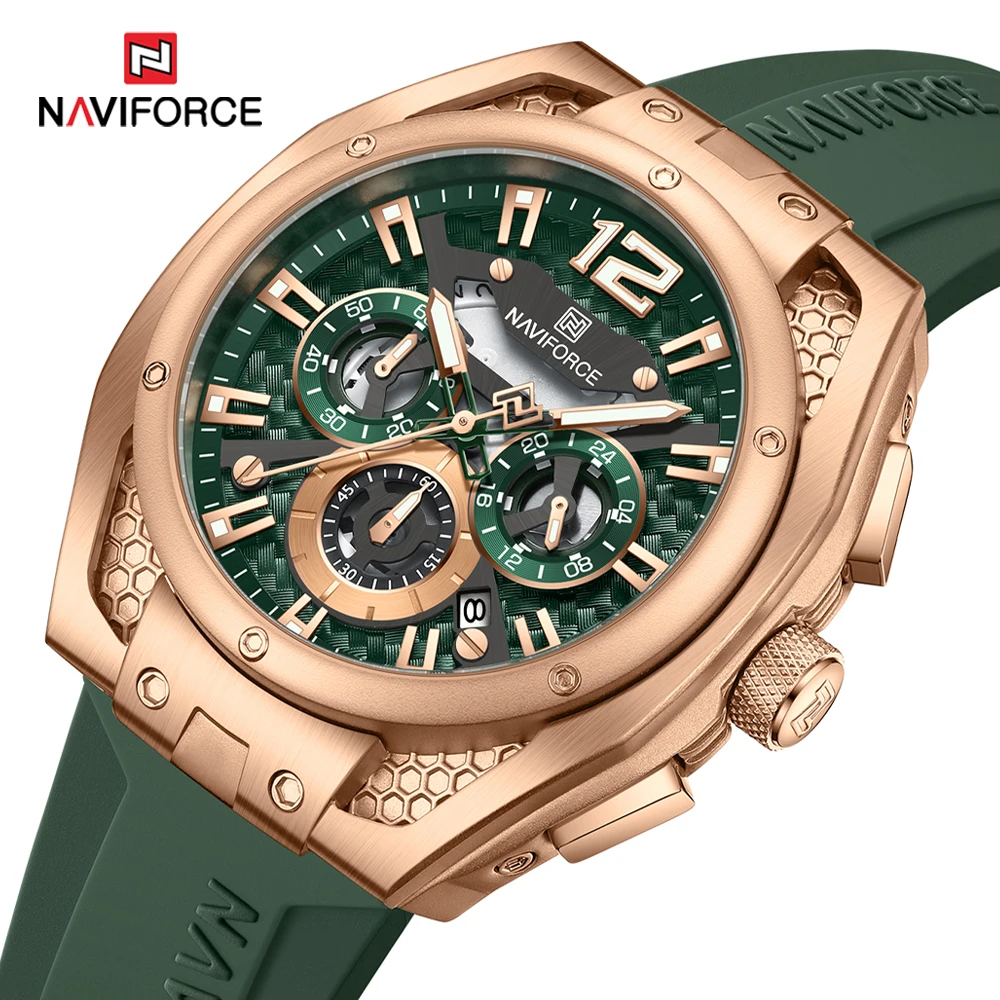 

NAVIFORCE Роскошные военные часы для мужчин, водостойкие светящиеся хронографы с датой, мужские часы, спортивные кварцевые мужские часы с ремешком из ТПУ