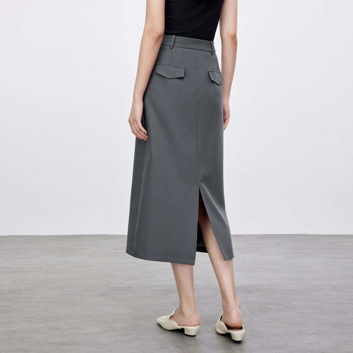 SENTUBILA Retro Straight Cut Midi Skirt Women High Waist Slimming Split Skirt Spring 2026 Preppy Style Ladies Clothes 151Q59211