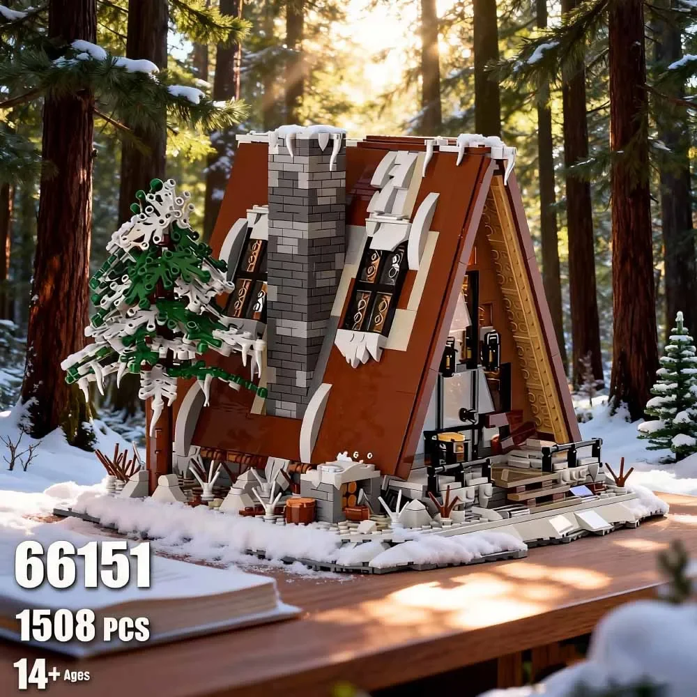 

Creative 1508pcs Street View A-Frame Snow Cabin Building Blocks Model Children's Educational Toy Gift Decorative Ornament