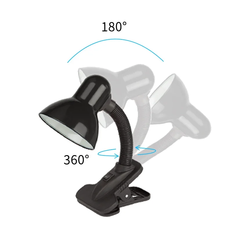 Lampa biurkowa LED E27 z portem śrubowym lampka nocna biurowa lampka do czytania do pielęgnacji oczu może klipsować się do sypialni łóżko lampki do nauki oświetlenia