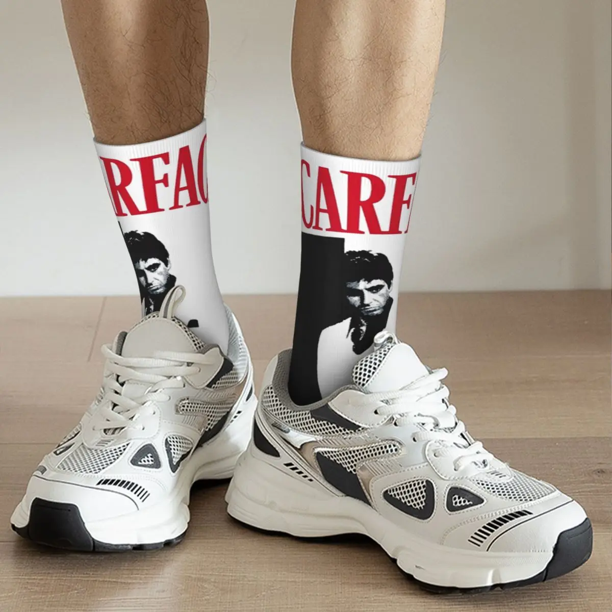 Kaus kaki sepak bola asli Scarface Fashion kaus kaki panjang poliester musik Retro untuk pria dan wanita bernapas