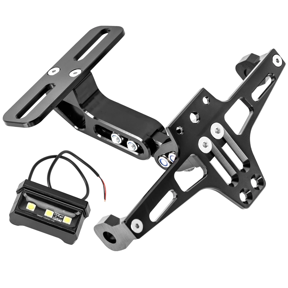 Motorcycle License Plate Holder Number Plate Holder With LED Lights For Yamaha Kawasaki Honda BMW Motobike Modification Accessor