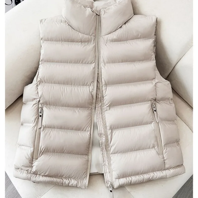 Women Fashion Winter Lightweight Quilted Stand Collar Sleeveless Vest Warm Casual Short Padded Waistcoat
