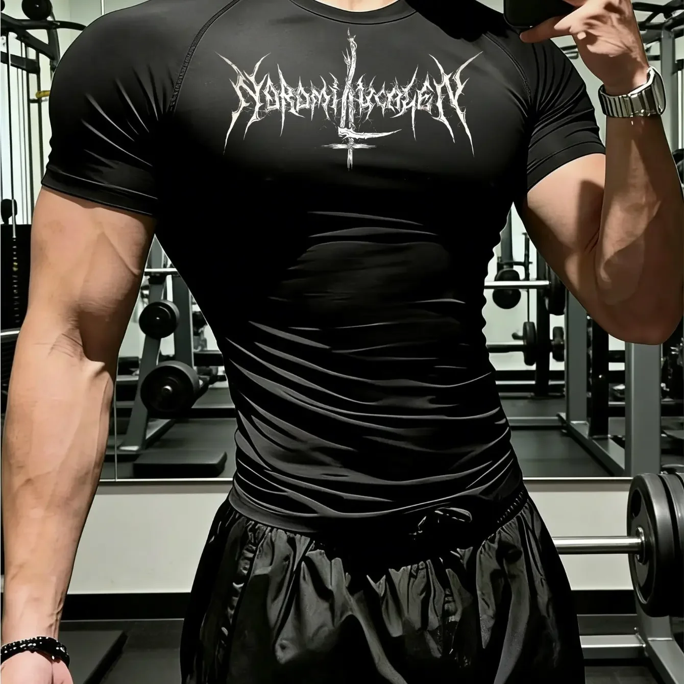 Nouveaux vêtements de fitness pour hommes et femmes, au style gothique sombre et à l'imprimé motif épines et faucilles, confortables et respirants