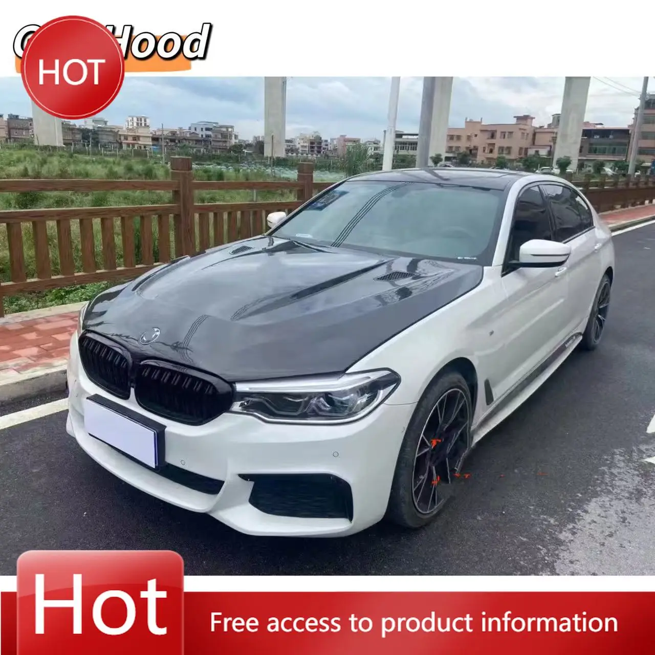 

Cover Real Carbon Fiber Car Hood Bonnet Cover V3 style for 5 Series G30 G38 2016+ F90 M5 Engine