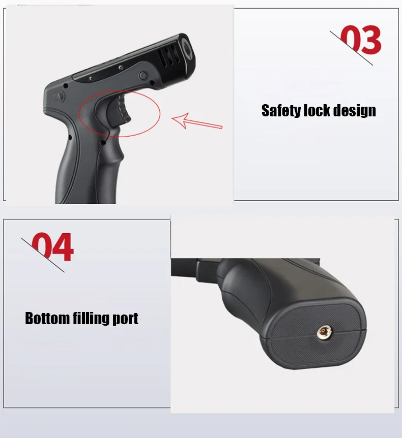 Description Picture 4 of itemKitchen Gun Turbo Windproof Lighter Cigar Bbq Camping 1300C Torch With Adjustable Blue Flame Size Safety Lock Powerful Gadgets