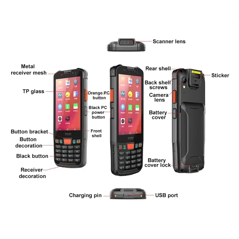 Handheld Android PDA 3GB 32GB 2D Barcode Scanner 4G Lte WiFi Bluetooth IP65 Tragbare Lager Daten sammelder 1D 2D QR Scanner