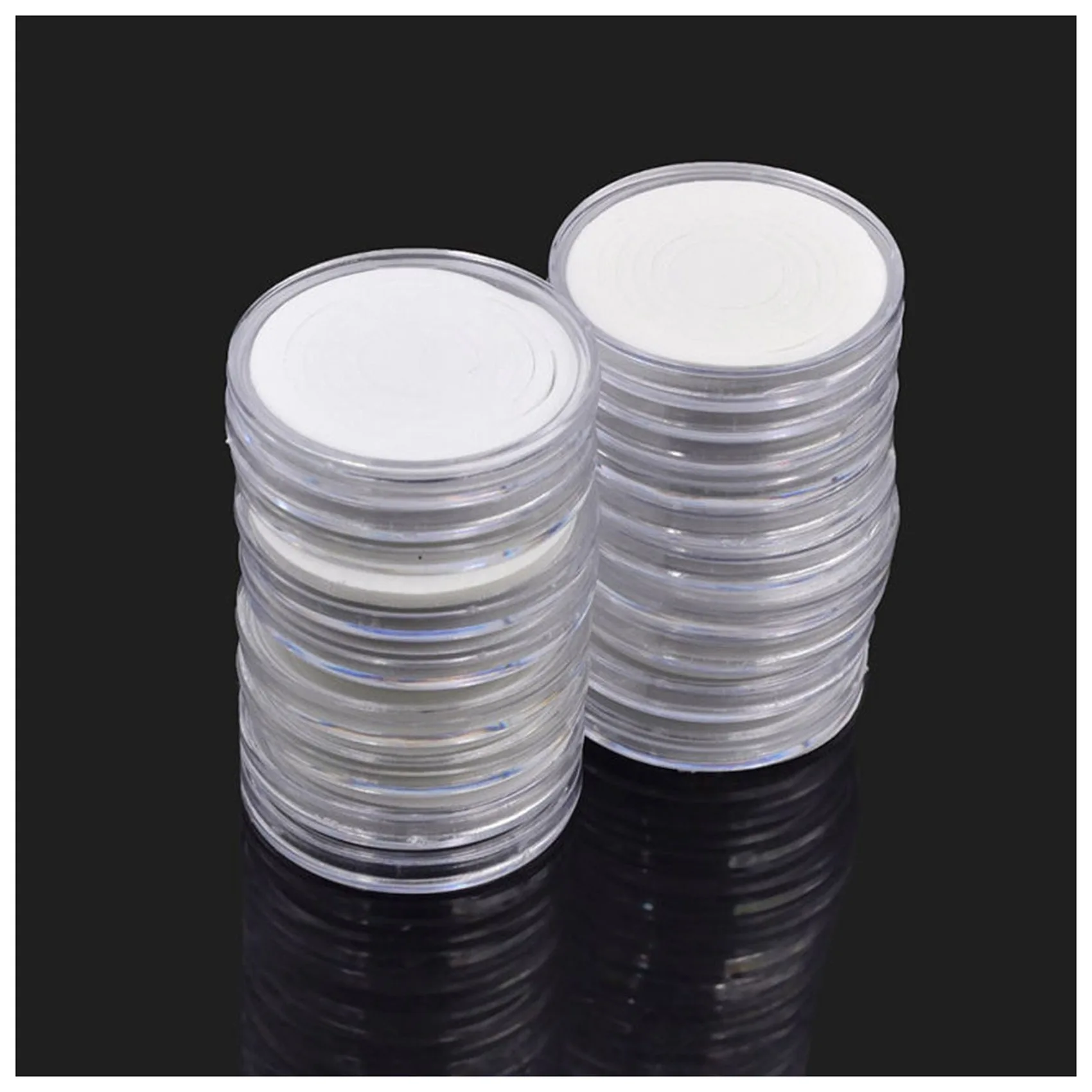 60 Pcs 46mm Coin Cases Capsules Holder Applied Clear Plastic Round Storage Box