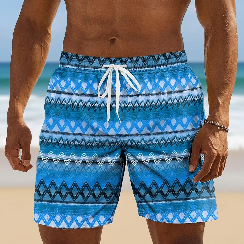 Fashion Printed Casual Men Shorts Summer Elastic Waist Daily Wear Outdoor Vacation All Match Trendy Male Short Pants