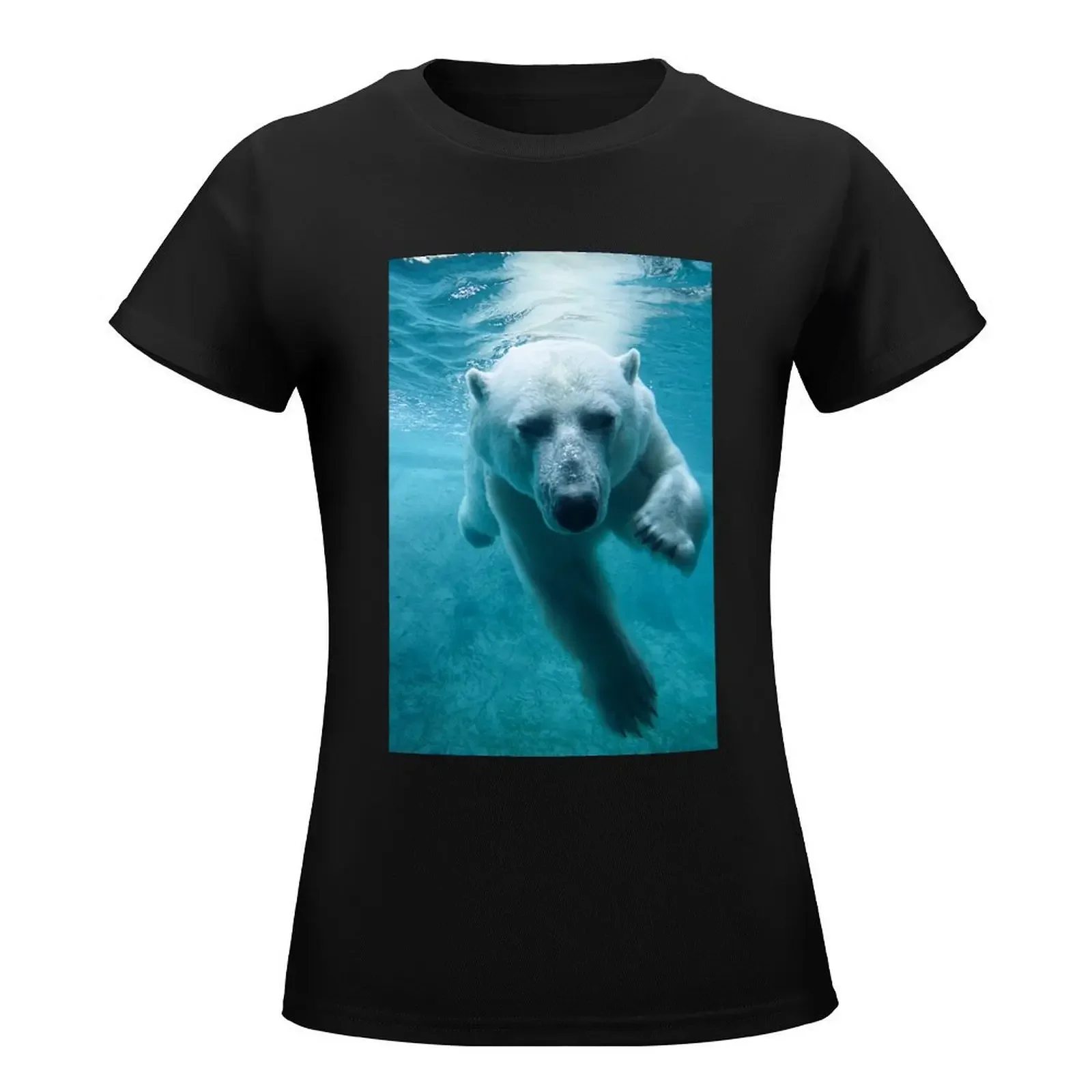 Polar Bear Swimming T-Shirt aesthetic clothes Aesthetic clothing Female clothing summer tops white t-shirt dress for Women sexy