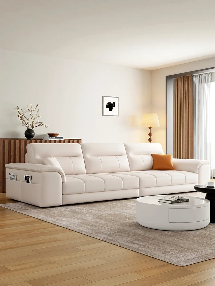 French technology cloth modern simple straight row cat paw leather small apartment sofa