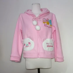 Herbst Winter neue süße Bären ohren Kapuzen mäntel Frauen y2k ästhetische süße weiche Woll jacke japanische kawaii Cartoon Stickerei Tops