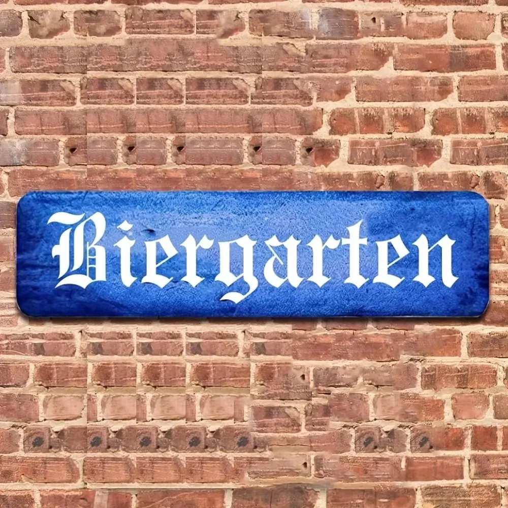 علامة Biergarten من الألومنيوم الأزرق | موضوع حديقة البيرة الألمانية | مثالية لديكور بار ومطعم الجعة والحانة #5
