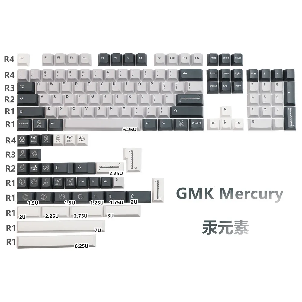 

PBT Keycap GMK Mercury Keycaps Dye Sublimation Cherry Profile GMK Clone Key Caps For MX Keyboards ISO Enter