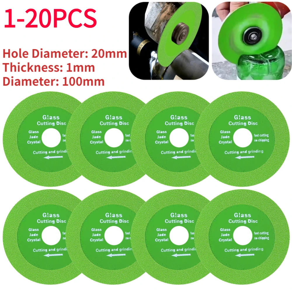 1-20PCS 100mm Glass Cutting Disc Diamond Marble Saw Blade Ceramic Tile Jade Polishing Cutting Tool Sharp Brazing Bottle Grinding