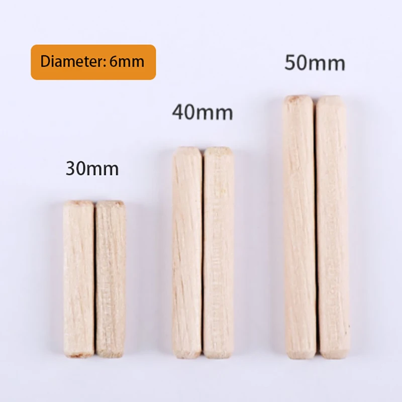 100Pcs Twill Wooden Dowel Pins Dia 6/8/10/12mm Round Wood Plugs Wood Pegs Furniture Cabinet Woodworking Connecting Fittings ﻿