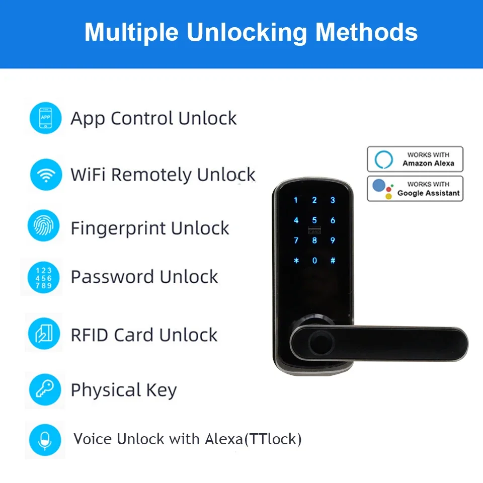 Wholesale Factory Price Fechadura Eletronic Digital Smart Door Lock with Fingerprint TTlock Tuya WiFi App