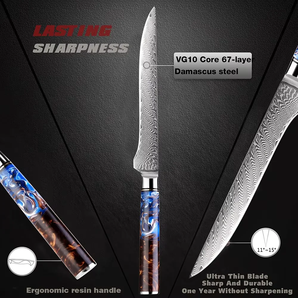 XITUO-cuchillo para deshuesar de acero damasco, cuchillo profesional para cortar carne sin hueso, cuchillo afilado para filete de Chef, cuchillo versátil para deshuesar pescado